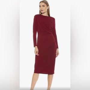 NWT Alexia Admor Plus Sized Burgundy Long Sleeve Gather Top Dress Size 1X